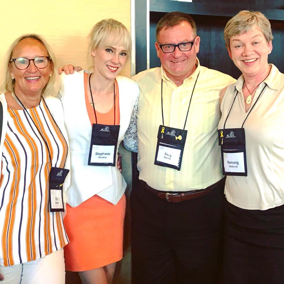 (L-R ) International patient advocates Elin, Stephanie, Ferg and Ranveig from Norway, Australia, Canada and Norway respectively.
