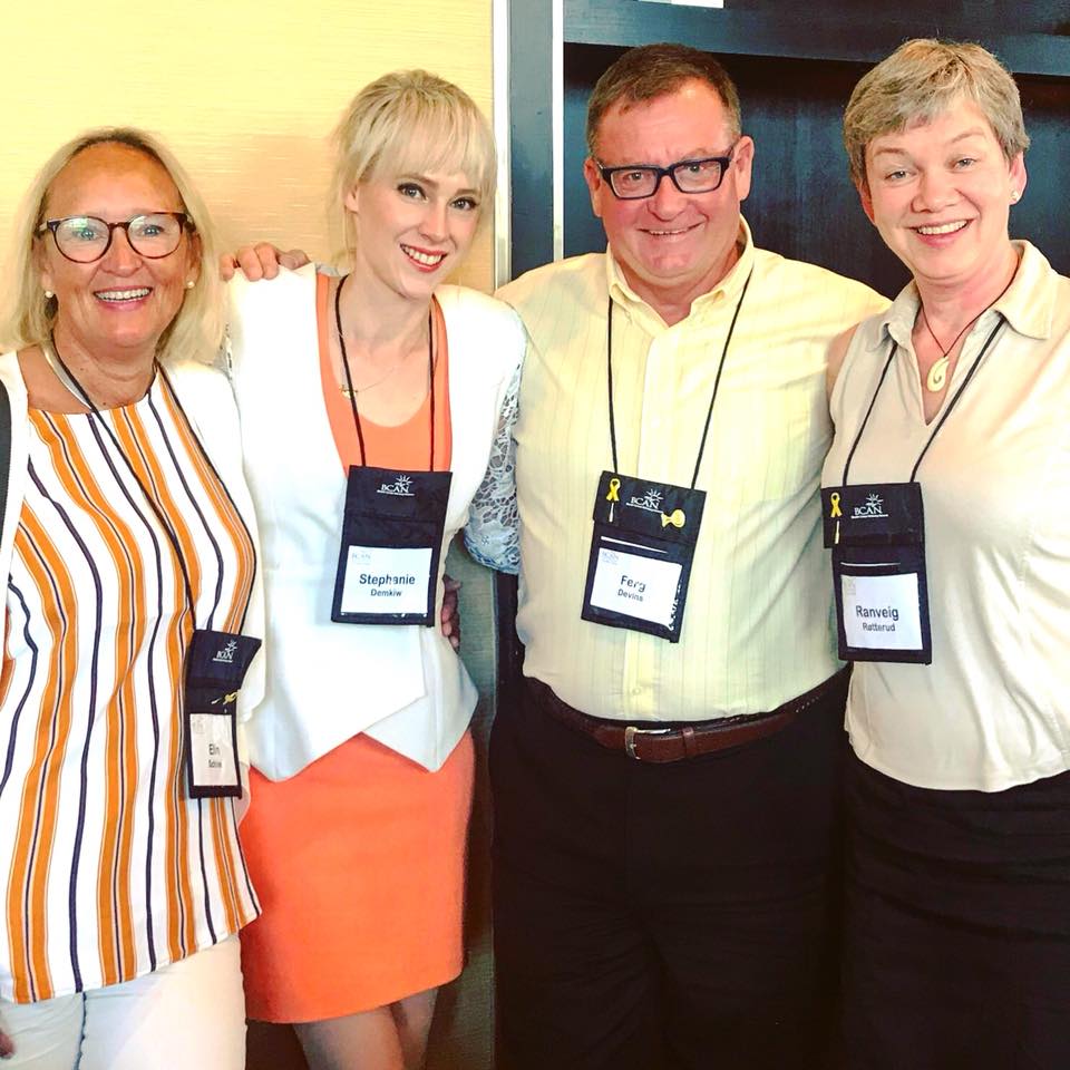 (L-R ) International patient advocates Elin, Stephanie, Ferg and Ranveig from Norway, Australia, Canada and Norway respectively. 